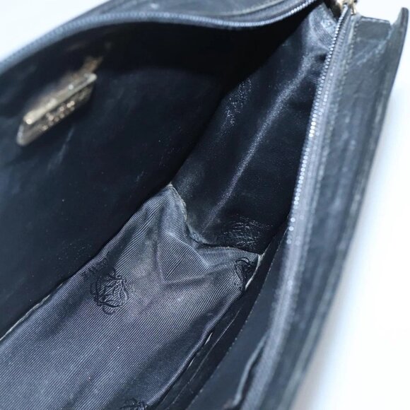 LOEWE Anagram Clutch Bag Leather Black Gold Auth - Picture 13 of 16